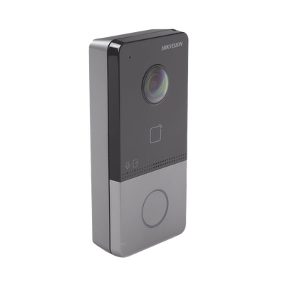 Videoportero IP 2 Megapixel / PoE Estandar / IP65 / Apertura desde Hik-connect / Soporta 1 Departamento y Hasta 6 Monitores / Soporta Tarjetas Mifare / 1 Salida Relay modelo DS-KV6113-PE